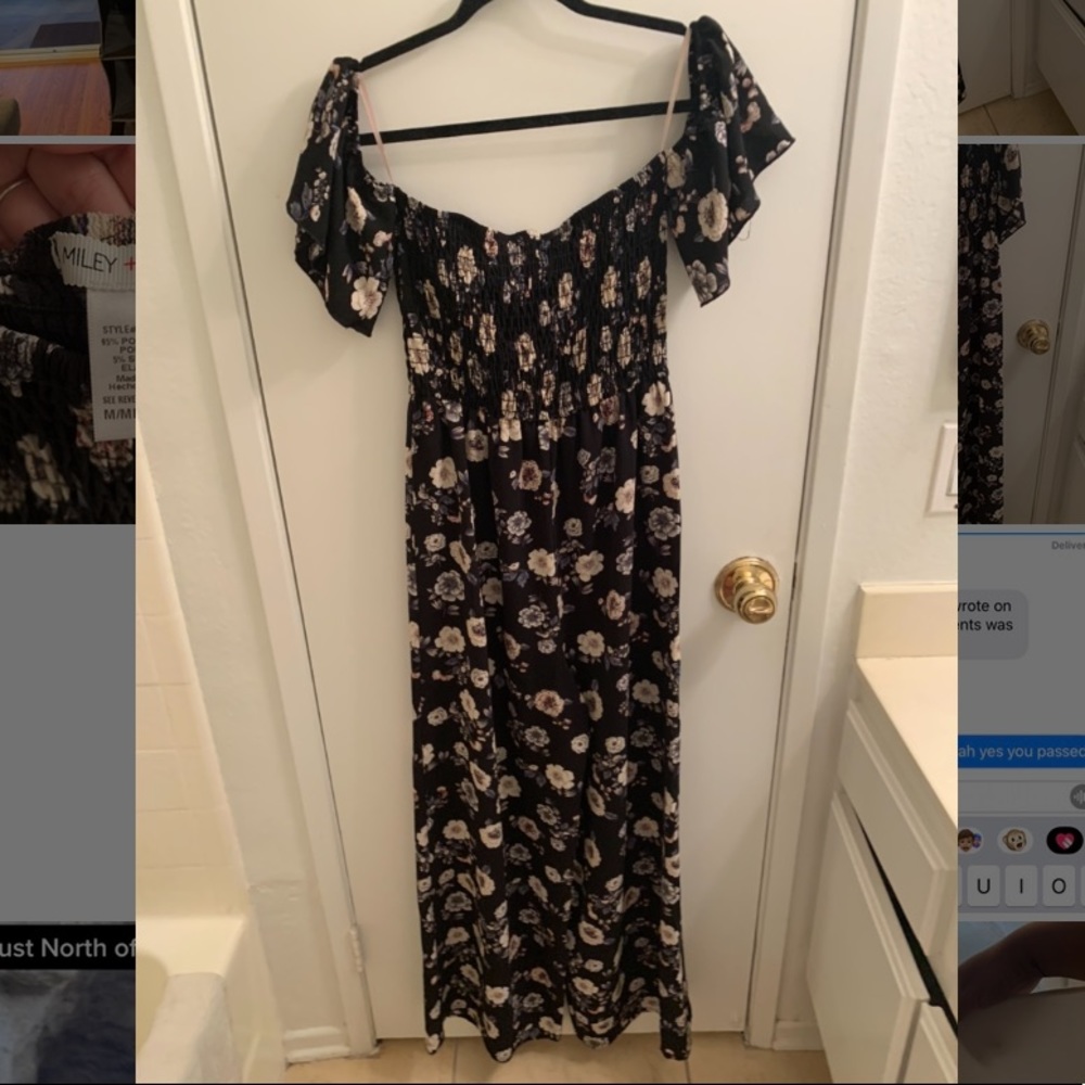 Off the shoulder floral jumpsuit
